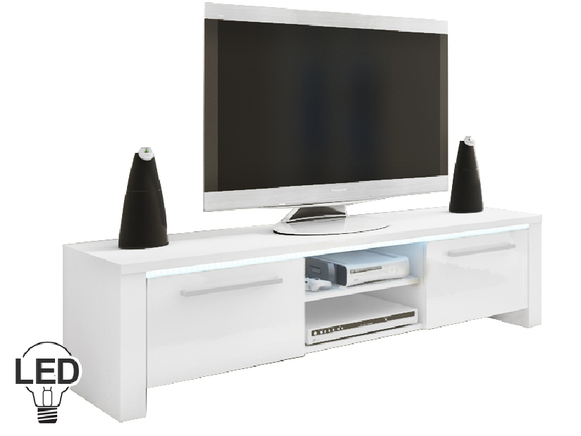 TV stolík/skrinka Helix (biela + lesk biely) *bazár