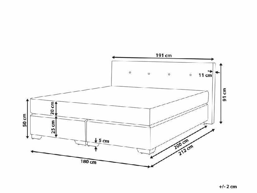 Kontinentálna posteľ 180 cm CONSOLE (s roštom a matracom) (béžová)
