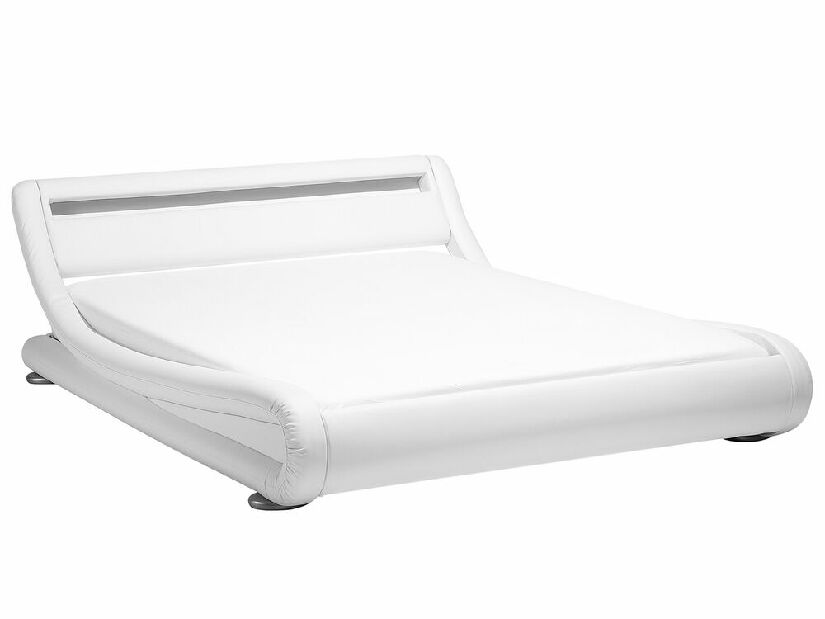 Manželská posteľ 180 cm AVENUE (s roštom a LED osvetlením) (biela)