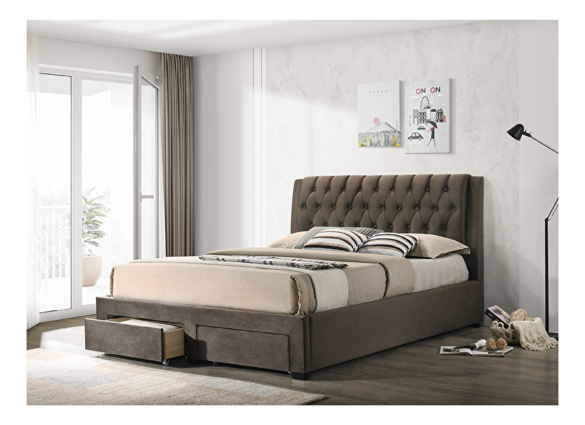Manželská posteľ 180 cm Zalla (s roštom) (tmavohnedá)