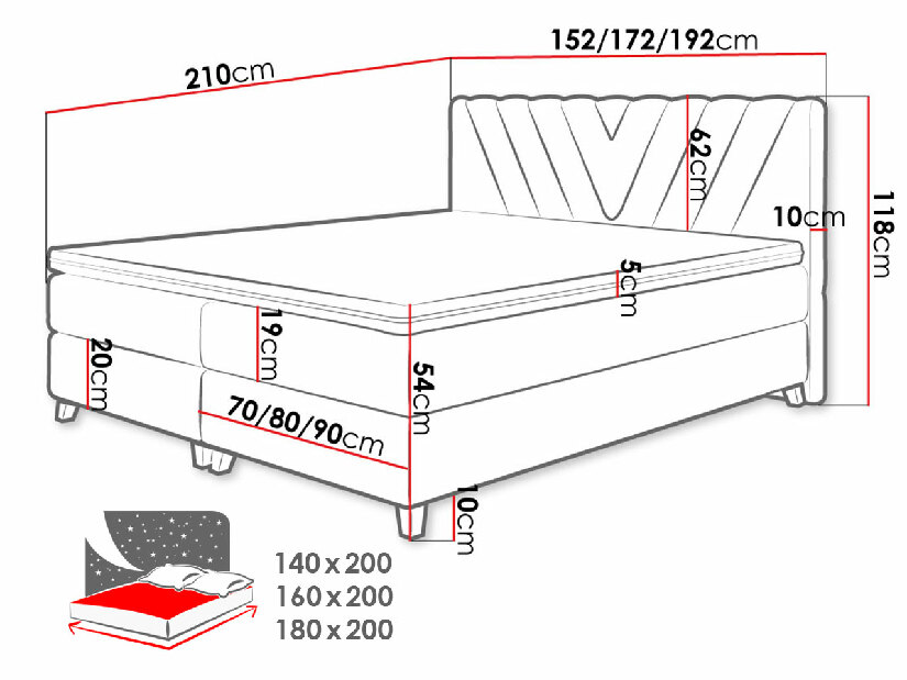 Kontinentálna posteľ 160 cm Ankara (sivá) *výpredaj