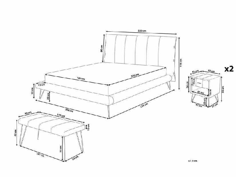 Spálňa BETTEA (s posteľou 180x200 cm) (biela)