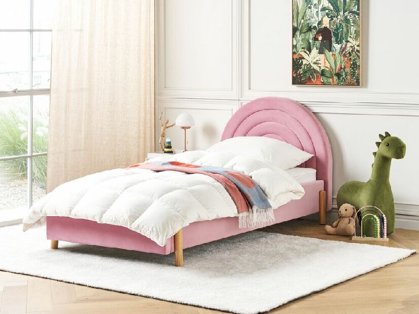 Jednolôžková posteľ 90 cm Annesile (ružová) (s roštom)