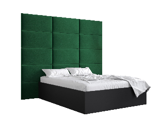 Manželská posteľ s čalúneným čelom 160 cm Brittany 1 (čierna matná + zelená) (s roštom)
