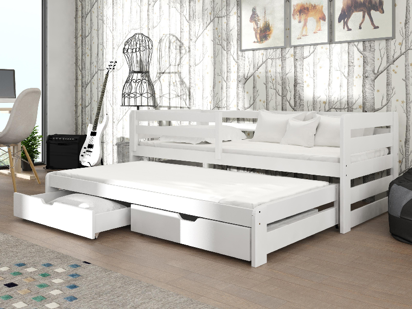 Detská posteľ 90 cm Simo (biela) (s roštom) *bazár