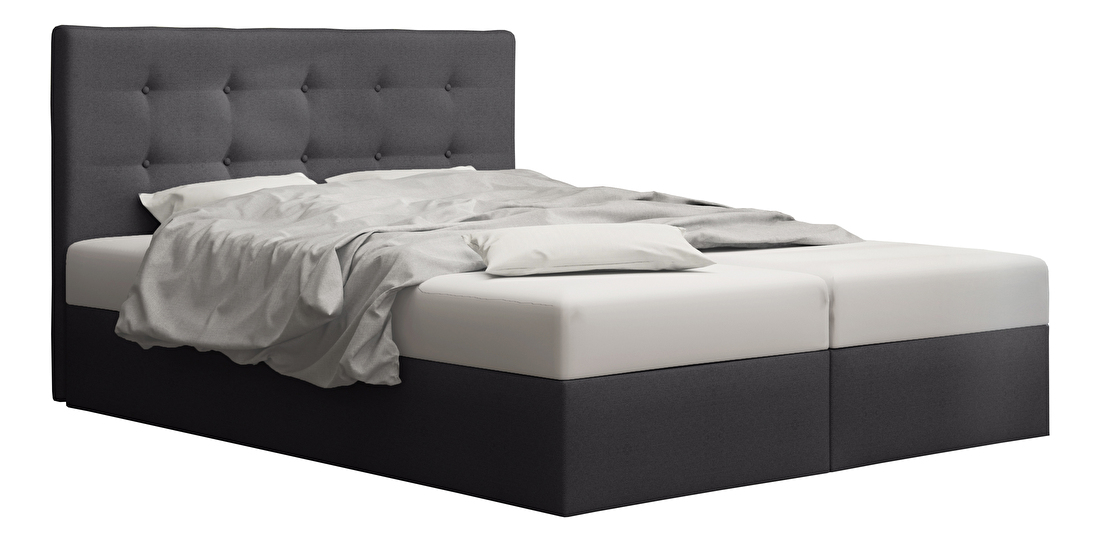 Manželská posteľ Boxspring 160 cm Duel 1 (tmavosivá) (s matracom a úložným priestorom)