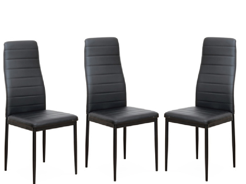 Set 3 ks. jedálenských stoličiek Collort nova (čierna ekokoža) *výpredaj