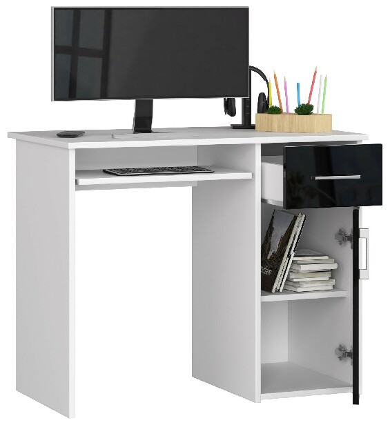 PC stolík Padma (biela + čierny lesk)