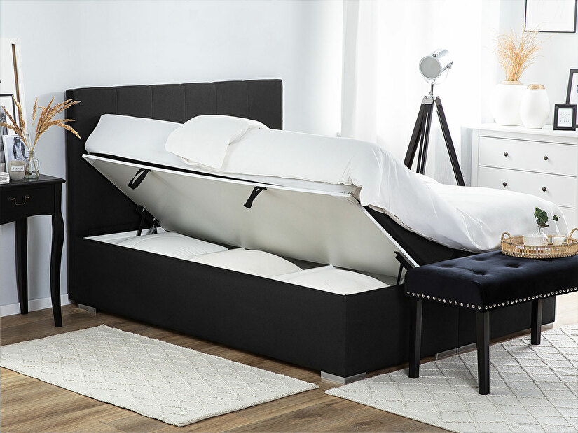 Kontinentálna posteľ 160 cm LORRO (polyester) (čierna) (s roštom a matracom)