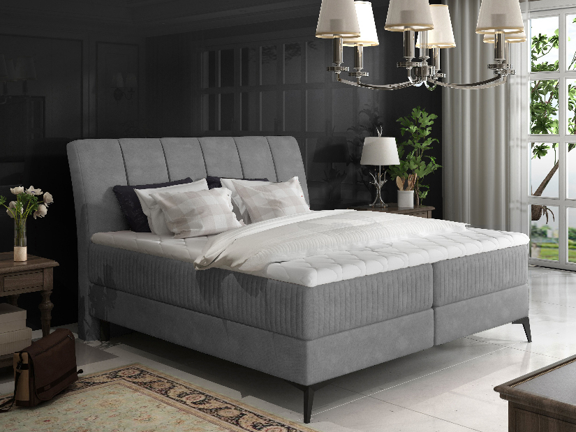Kontinentálna posteľ 160 cm Alberto (sivá) (s matracmi)