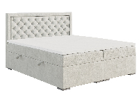 Manželská posteľ Boxspring 160 cm Bohem (slonovinová) (s matracom a úl. priestorom)