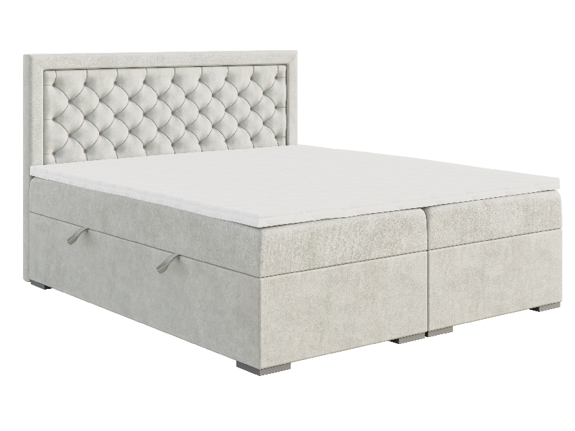 Jednolôžková posteľ Boxspring 90 cm Bohem (slonovinová) (s matracom a úl. priestorom) *výpredaj