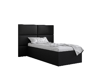 Jednolôžková posteľ s čalúneným čelom 90 cm Brittany 2 (čierna matná + čierna) (s roštom)