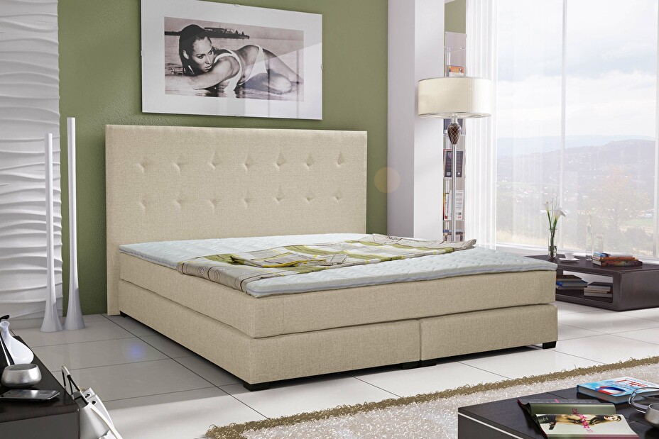 Kontinentálna posteľ 140 cm Caserta (biela) (s matracmi)