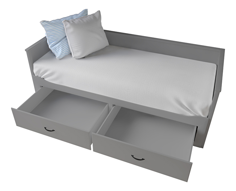 Rozkladacia posteľ 80 cm Daybed Comfort (s roštom a úl. priestorom) (sivá)