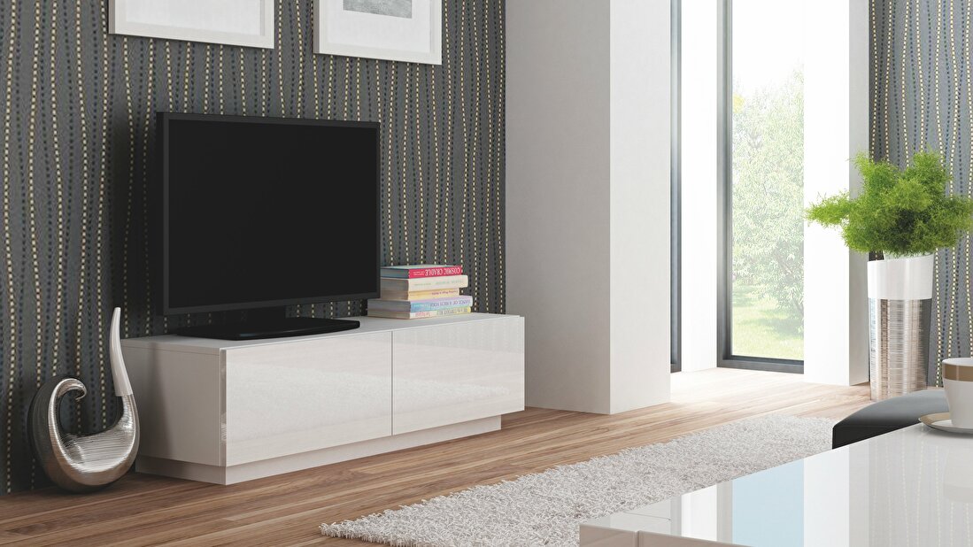 TV stolík/skrinka Livo RTV-160S (biela + lesk biely) *výpredaj