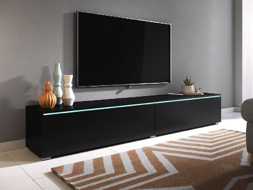 TV stolík/skrinka Dilune 180 (čierny grafit) (osvetlenie led biele)