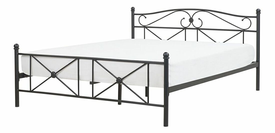 Manželská posteľ 160 cm RANDEZ (s roštom) (čierna)