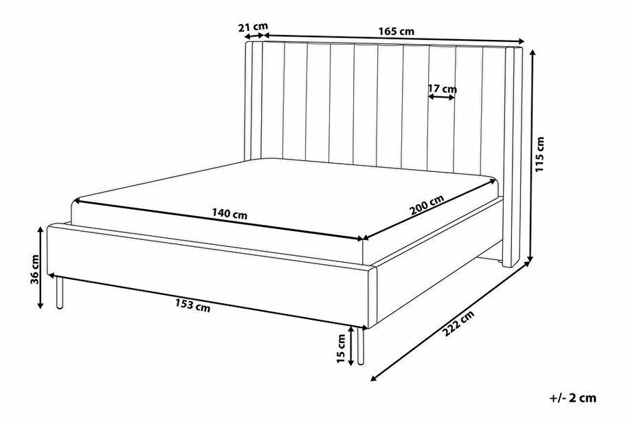 Manželská posteľ 140 cm Vue (sivá) (s roštom)