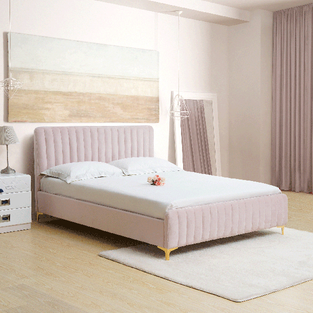 Manželská posteľ 140 cm Karilla (ružová) (s roštom)
