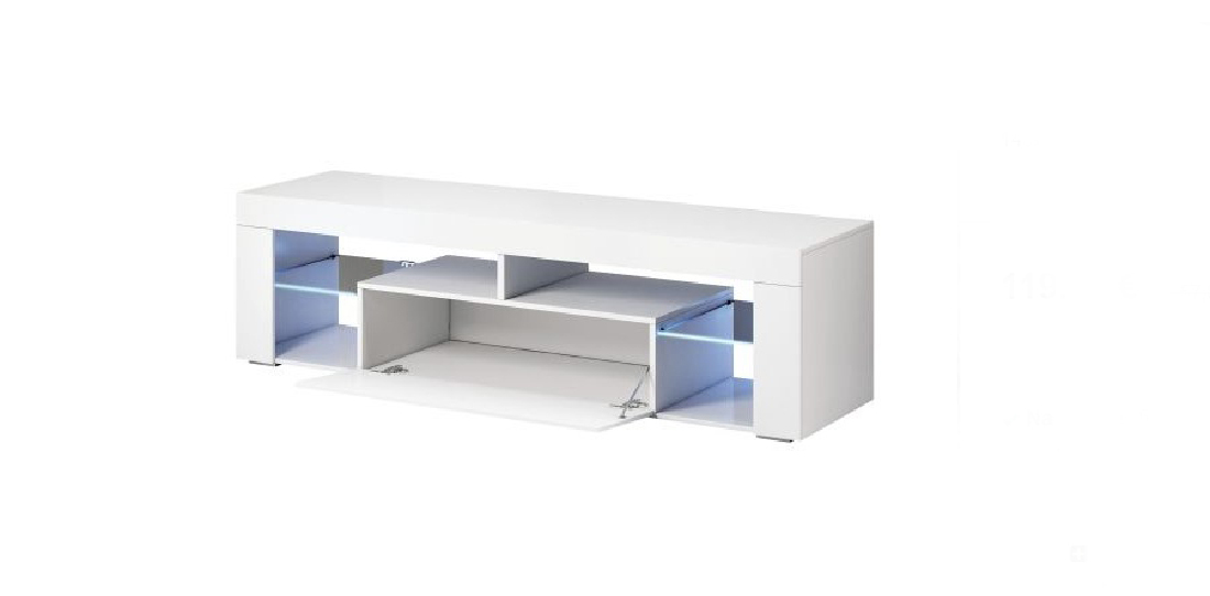 TV stolík/skrinka Everest (biela matná + sivý lesk) *výpredaj