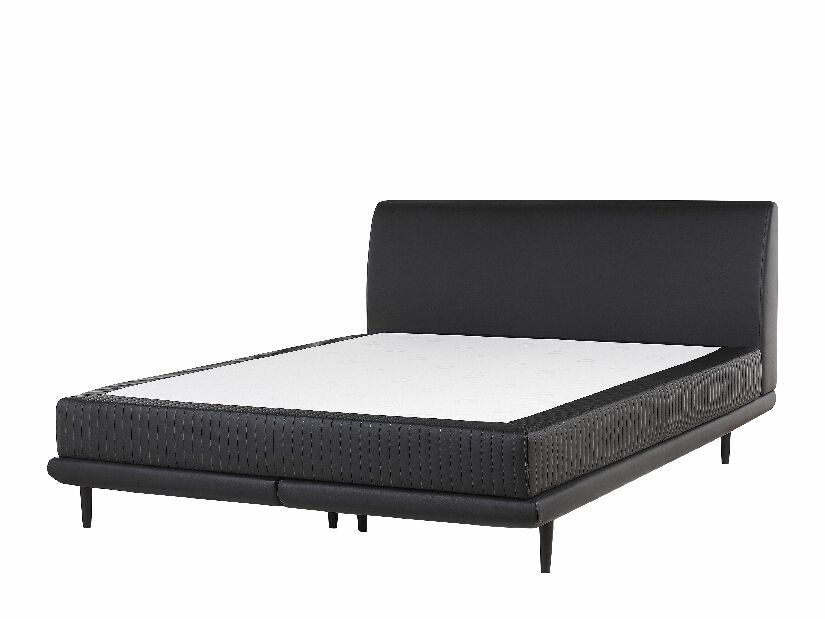 Kontinentálna posteľ 180 cm MADOM (syntetická koža) (čierna) (s roštom a matracom)