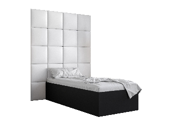 Jednolôžková posteľ s čalúneným čelom 90 cm Brittany 3 (čierna matná + biela) (s roštom)