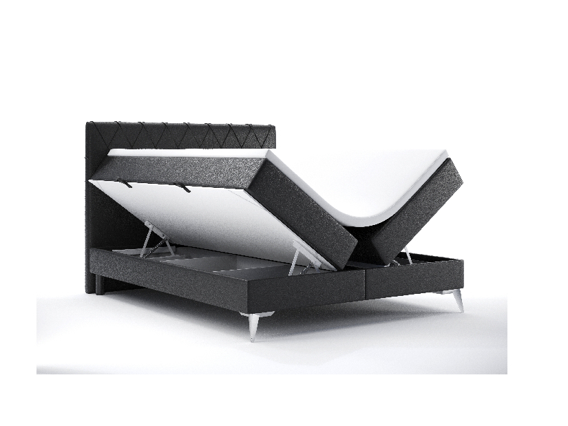 Kontinentálna posteľ 180 cm Miror (čierna ekokoža) (s úložným priestorom)