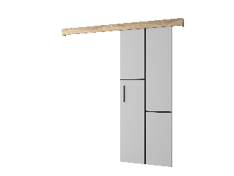 Posuvné dvere 90 cm Sharlene VII (biela matná + dub sonoma + čierna)