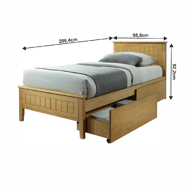 Jednolôžková posteľ 90 cm Minea (Dub) (s roštom) *výpredaj