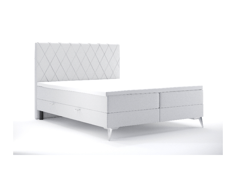 Kontinentálna posteľ 180 cm Miror (biela ekokoža) (s úložným priestorom)