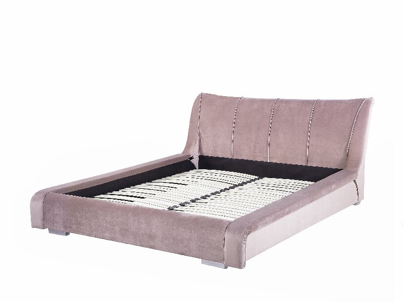 Manželská posteľ 180 cm NICE (s roštom) (ružová zamatová)