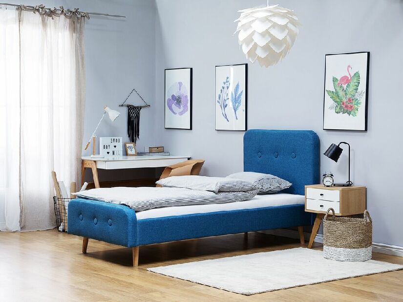 Dětská posteľ 90 cm ROME (s roštom) (modrá)
