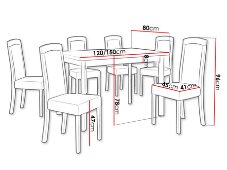 Rozkládací stůl se 6 židlemi AL26 (orech + tmavozelená) *výpredaj