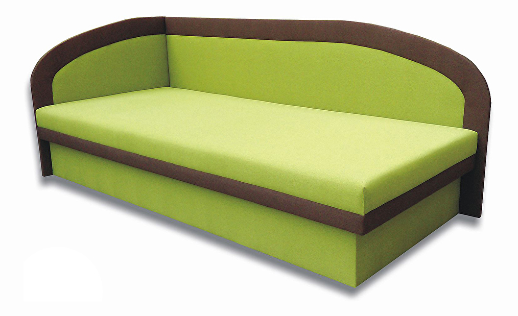 Jednolôžková posteľ (váľanda) 90 cm Melvin (Devon 001 zelená + Devon 009 hnedá) (PUR pena) (L) *bazár
