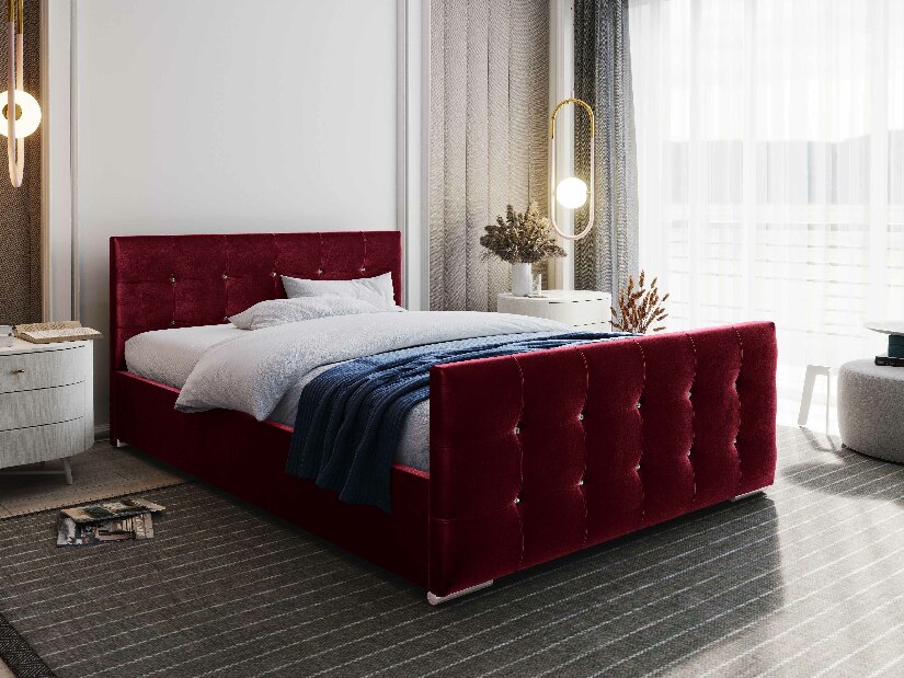 Manželská posteľ 180 cm Darrin (bordová) (s roštom a úložným priestorom)