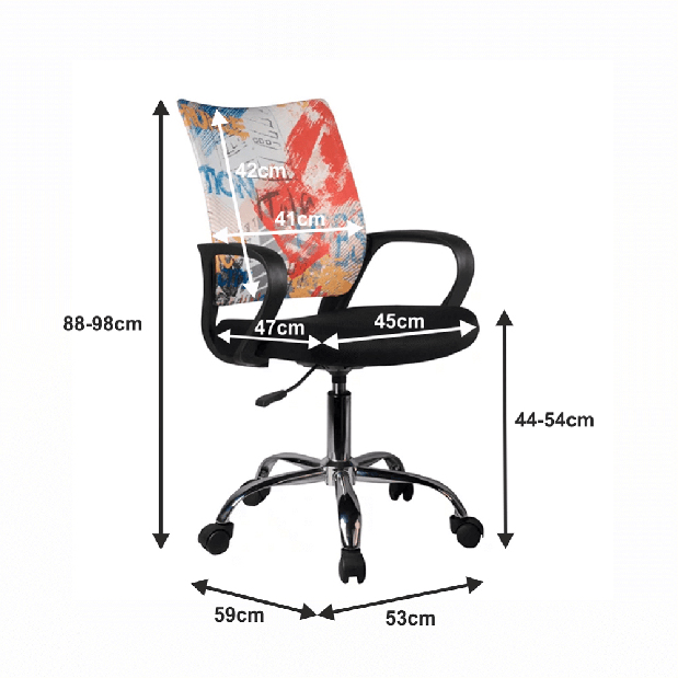 Kancelárska stolička Strix (čierna + vzor)