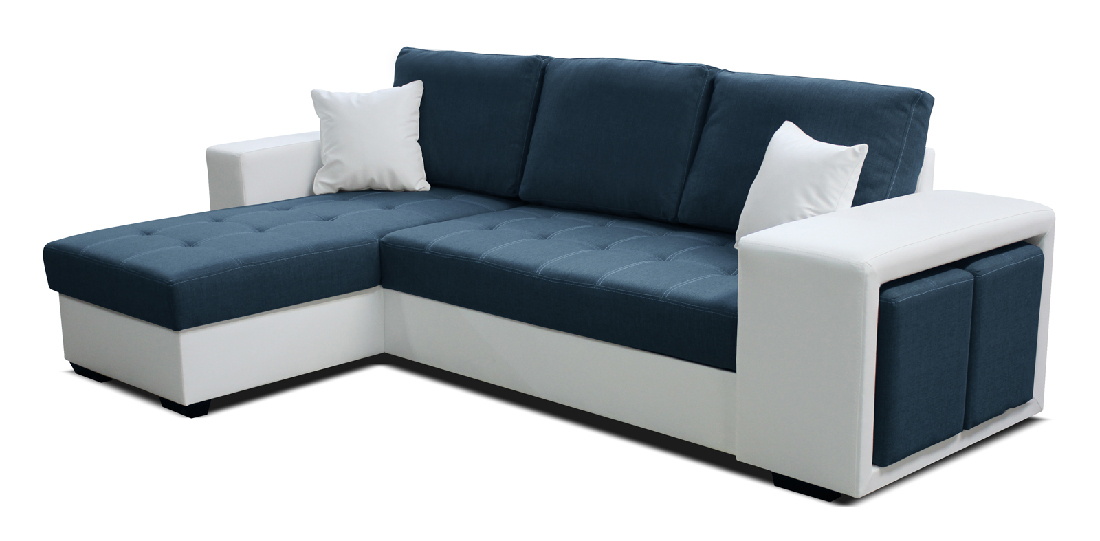 Rohová sedačka Thema Lux L+2F (modrá + biela) (L)