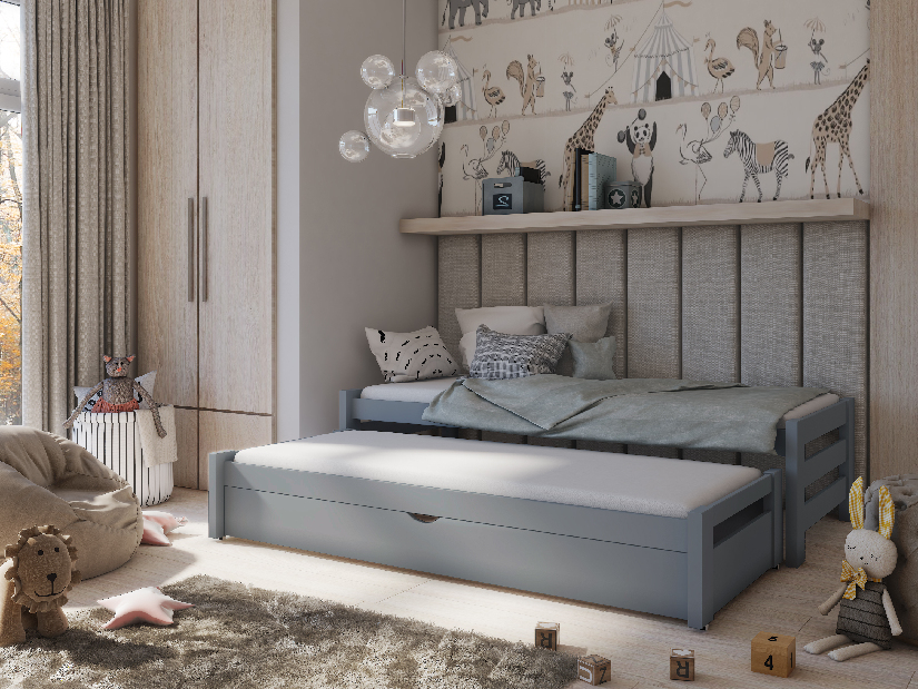 Detská posteľ 90 x 200 cm ANISSA (s roštom a úl. priestorom) (grafit)