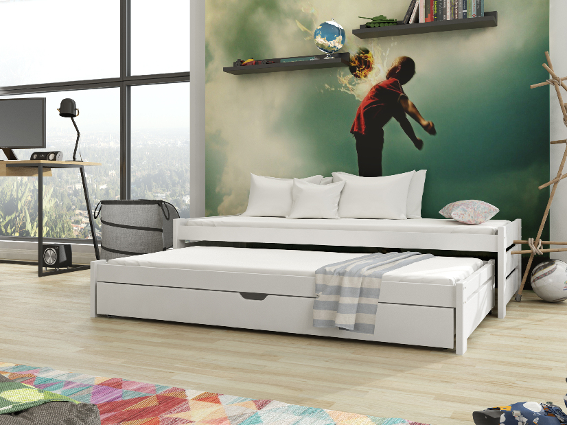 Detská posteľ 90 x 190 cm ANISSA (s roštom a úl. priestorom) (biela)