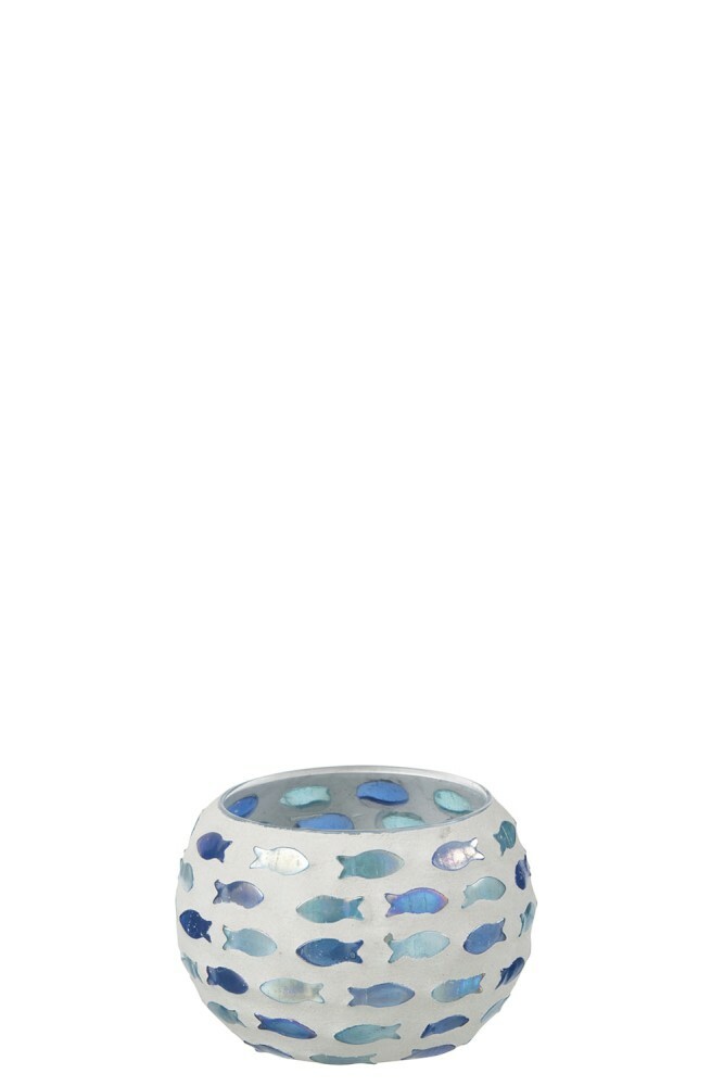 Sklo Jolipa Na čajovú sviečku Salty Denim (11x11x8cm) (Modrá)