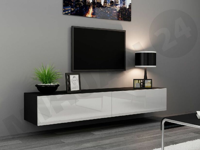 TV stolík/skrinka Zigo 140 (čierny + biely lesk) *výpredaj