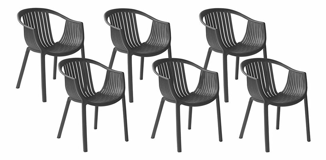 Set 6 ks. záhradných stoličiek Nanette (čierna)