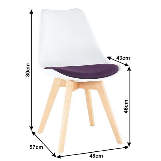 Jedálenská stolička Damiara (biela + fialová)