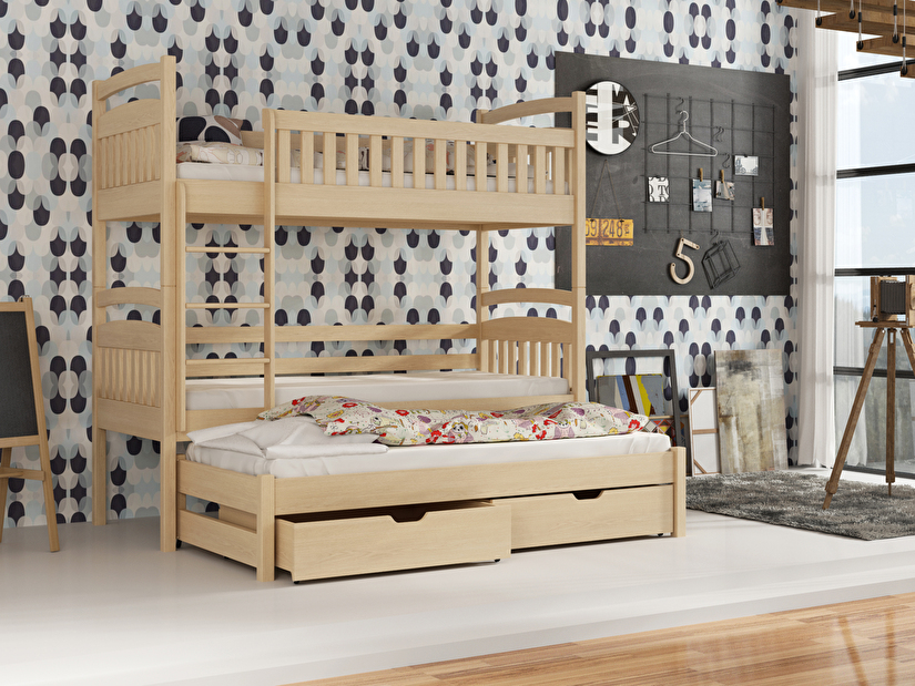 Detská posteľ 90 x 190 cm ARLEN (s roštom a úl. priestorom) (borovica)