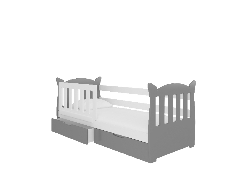 Detská posteľ 160x75 cm Lenka (s roštom a matracom) (biela + sivá)