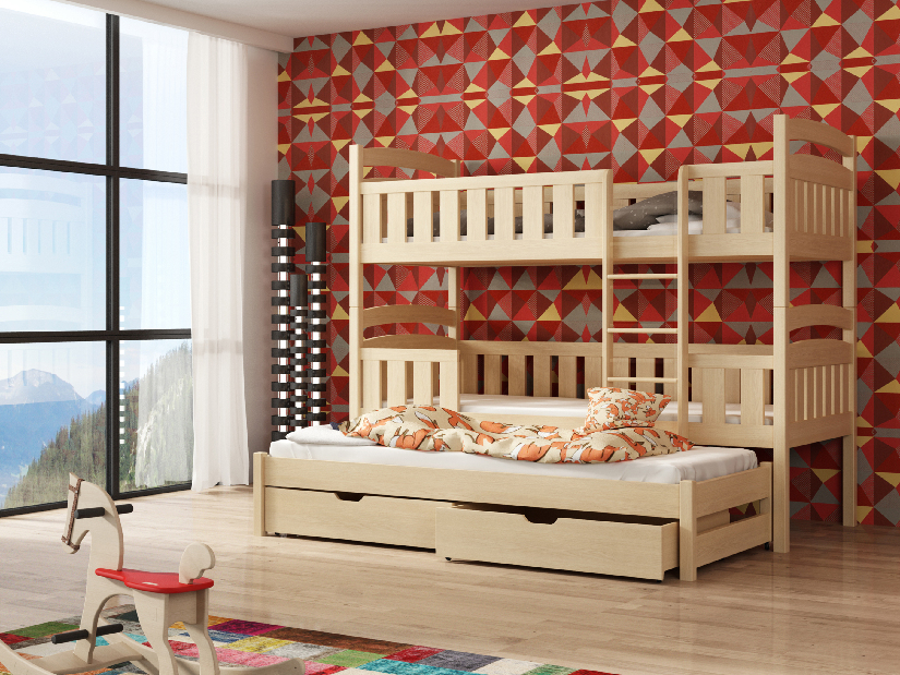 Detská posteľ 80 x 180 cm LEON (s roštom a úl. priestorom) (borovica)