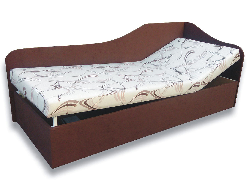 Jednolôžková posteľ (váľanda) 90 cm Abigail (Sand 10 + Tmavohnedá 40) (P) *výpredaj