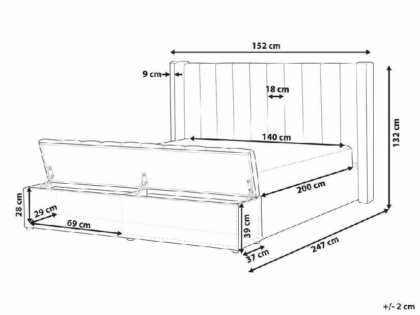 Manželská posteľ 140 cm Noya (mätová) (s roštom) (s úl. priestorom)