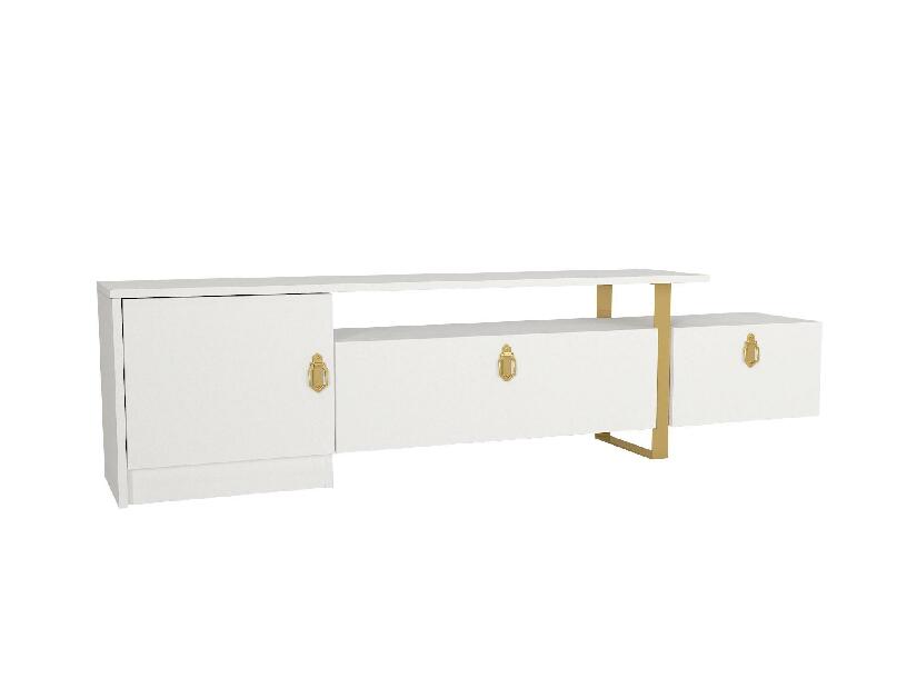 TV stolík/skrinka Aramos (biela + zlatá)